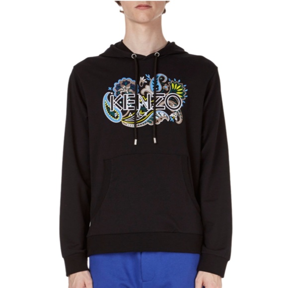 KENZO Paisley Logo Embroidered Hoodie Black L 09/24 - Picture 4 of 11
